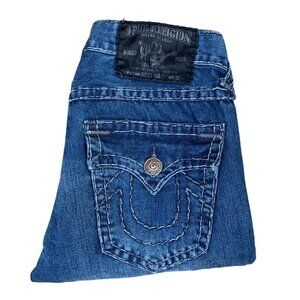 VINTAGE True Religion Jeans Size 32 RICKY BIG T Gray Stitch